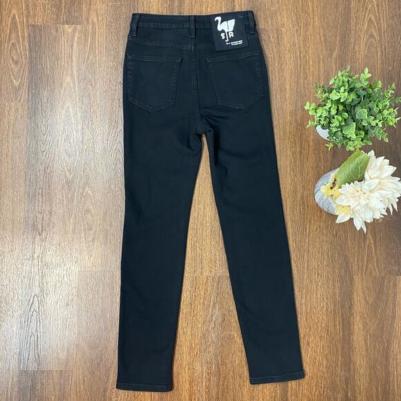 Free People X Sandrine Rose Black Slim Straight Jeans High Rise Size 27 - Picture 5 of 10